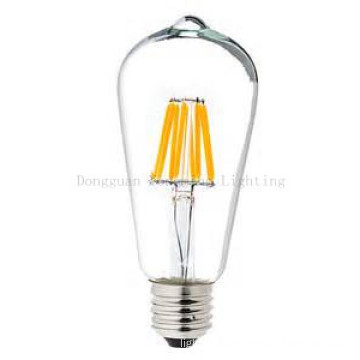 Factory Sell St64 6W Clear Glass E27 Dimmable LED Bulb